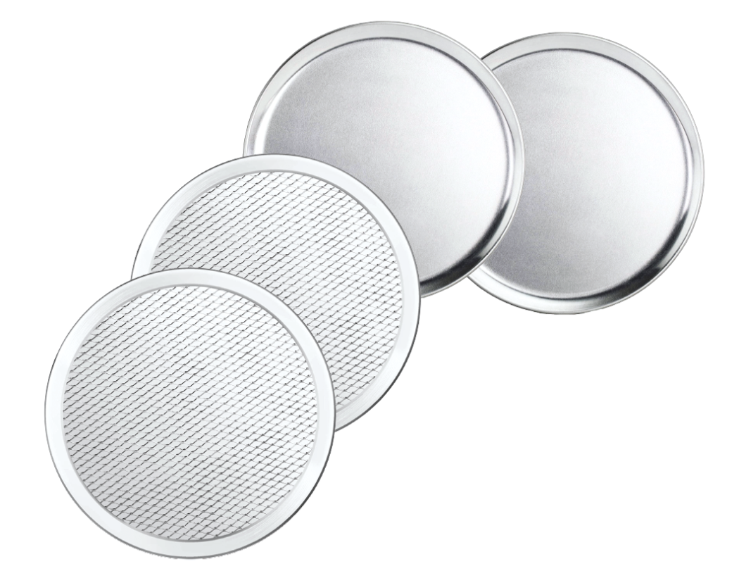 סט 4 יח' מגש לפיצה 2 מחורר + 2 שטוח 12