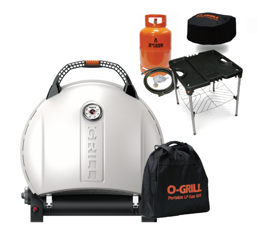גריל גז נייד כרם 900T O-GRILL כולל מיכל גז 5 קג ווסת וצינור +שולחן תיק נשיאה וכיסוי