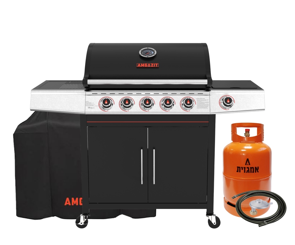 גריל גז 5 מבערים Fireblaze כולל מיכל גז 5 קג + ערכת ווסת צינור וכיסוי