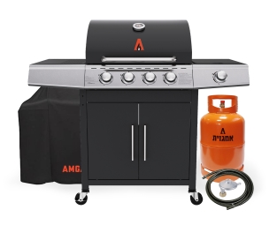 גריל גז כרמל 4 מבערים + כירת צד 32099