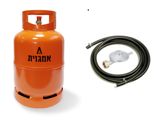 מיכל גז 5 ק"ג + ערכת ווסת + צינור  2 מטר וחבקים